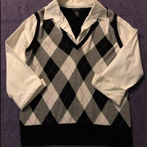 NY&Co woven shirt with vest size Large EUC